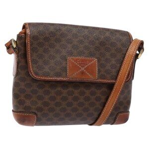 Authentic CELINE Macadam Canvas Shoulder Bag PVC Brown Gold